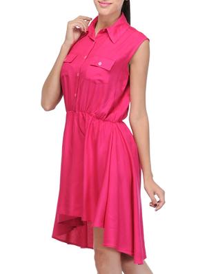 pink solid asymmetrical dress - 14917231 - Standard Image - 2