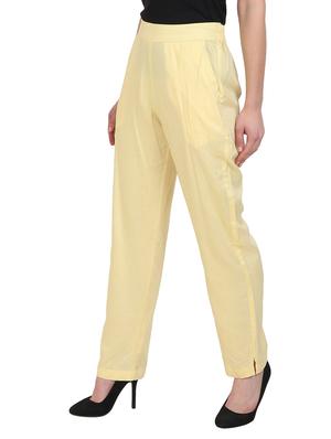 yellow rayon straight palazzo - 14918939 - Standard Image - 2