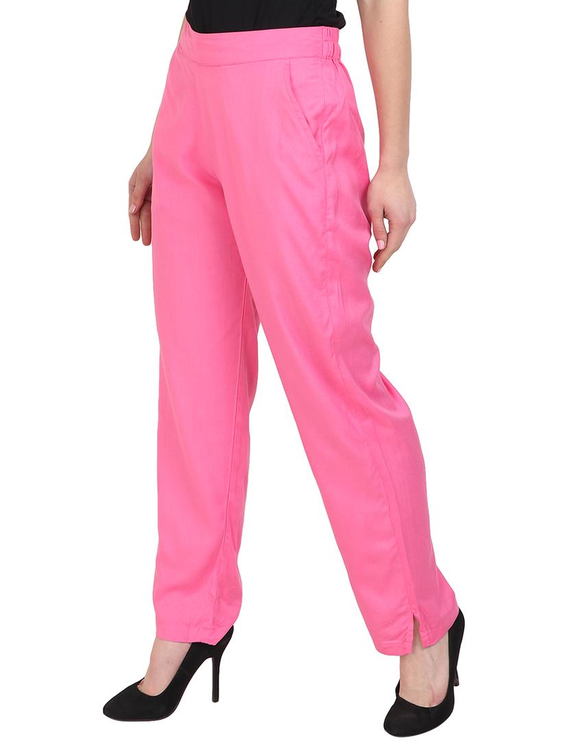 pink rayon straight palazzo - 14918944 - Zoom Image - 2