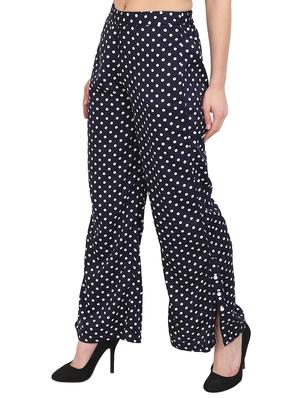 navy blue crepe palazzo - 14918948 - Standard Image - 2