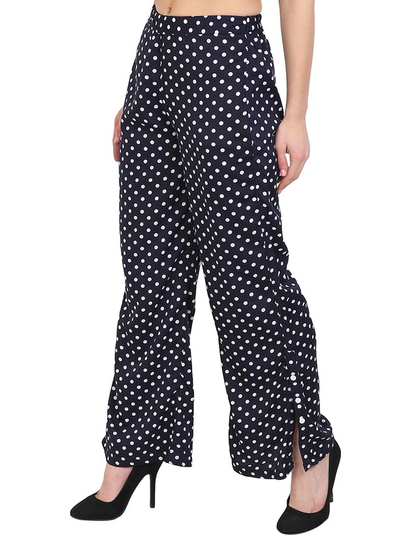 navy blue crepe palazzo - 14918948 - Zoom Image - 2