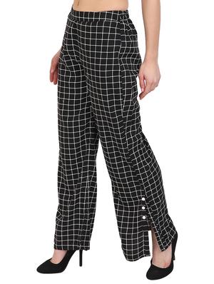 black checkered crepe palazzo - 14918957 - Standard Image - 2