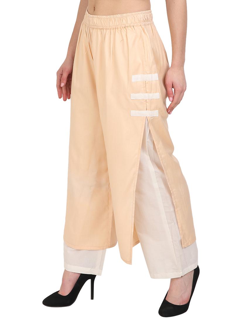 beige rayon straight palazzo - 14918963 - Zoom Image - 2