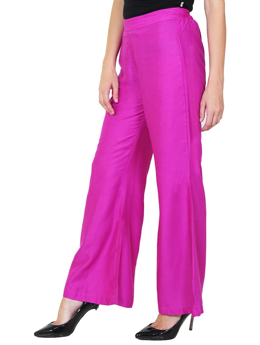 pink rayon flared palazzo - 14918971 - Zoom Image - 2