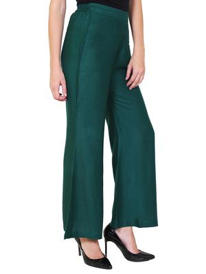 green rayon flared palazzo - 14918974 - Standard Image - 2