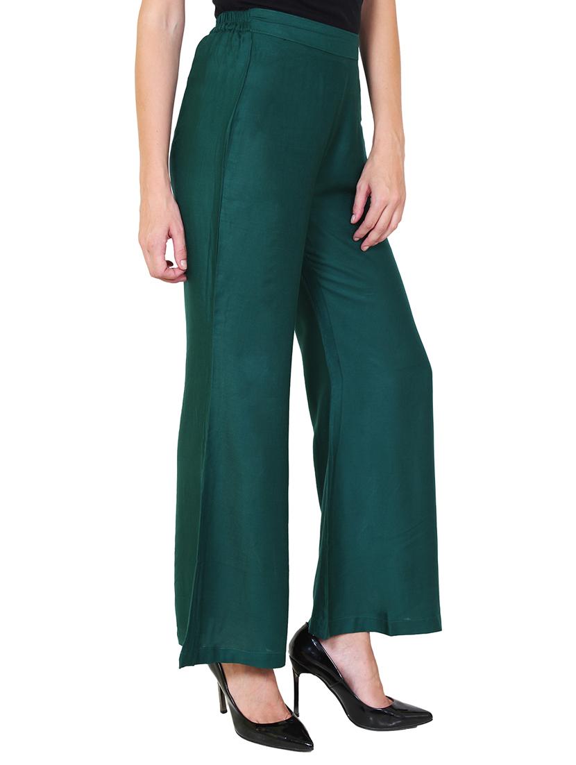 green rayon flared palazzo - 14918974 - Zoom Image - 2