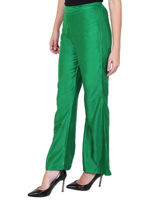 green rayon flared palazzo - 14918975 - Standard Image - 2