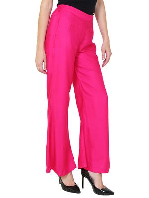pink rayon flared palazzo - 14918977 - Standard Image - 2