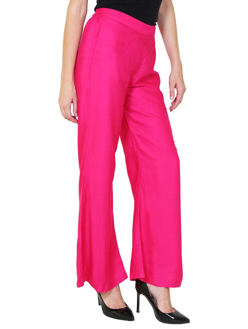 pink rayon flared palazzo - 14918977 - Zoom Image - 2