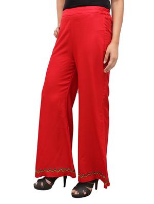 red rayon flared palazzo - 14918982 - Standard Image - 2