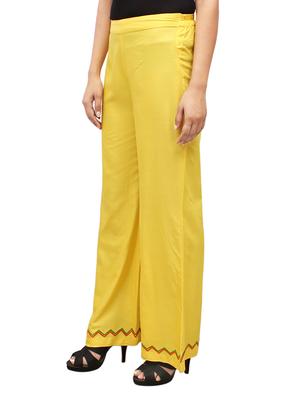 yellow rayon flared palazzo - 14918988 - Standard Image - 2