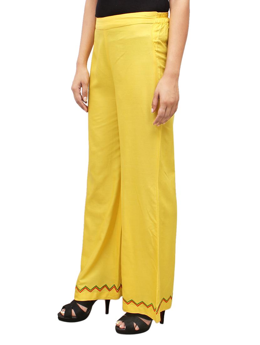 yellow rayon flared palazzo - 14918988 - Zoom Image - 2
