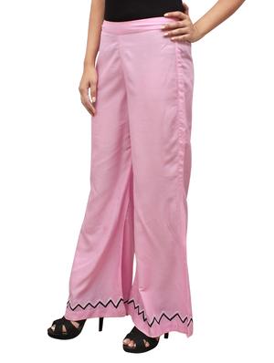 pink rayon flared palazzo - 14918989 - Standard Image - 2