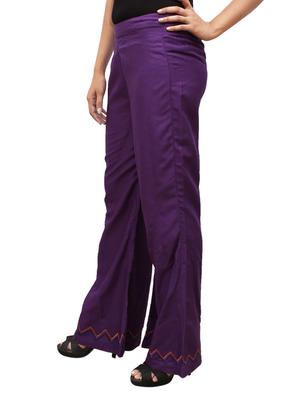 purple rayon flared palazzo - 14918990 - Standard Image - 2