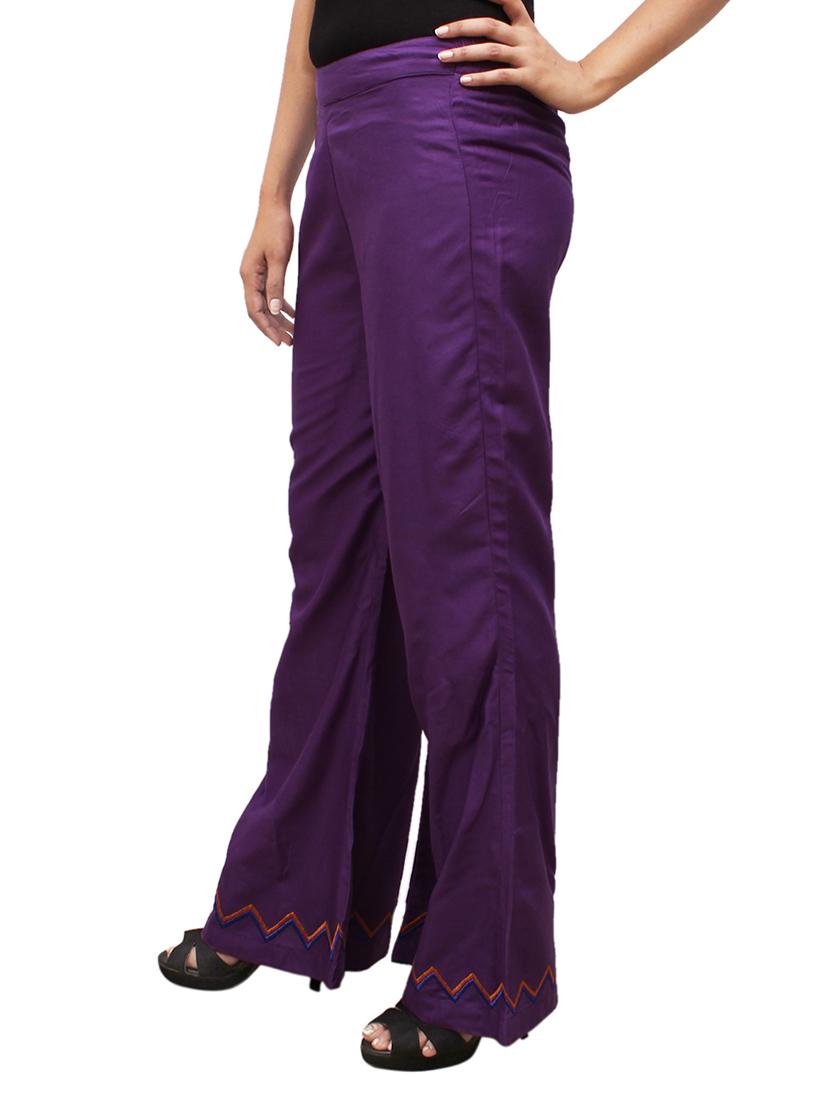purple rayon flared palazzo - 14918990 - Zoom Image - 2