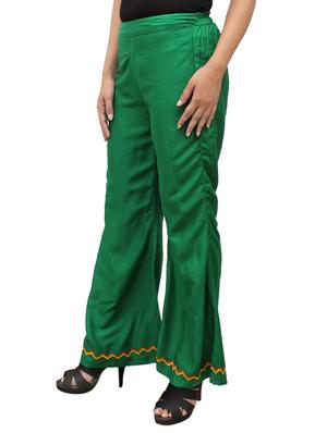green rayon flared palazzo - 14918992 - Standard Image - 2