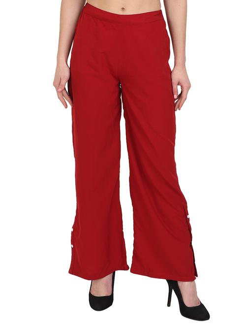 red solid crepe palazzo - 14919002 - Standard Image - 1