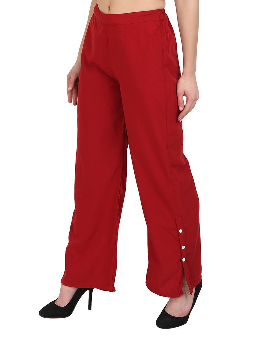 red solid crepe palazzo - 14919002 - Zoom Image - 2