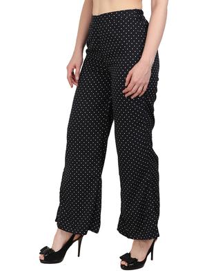 black printed crepe palazzo - 14919030 - Standard Image - 2