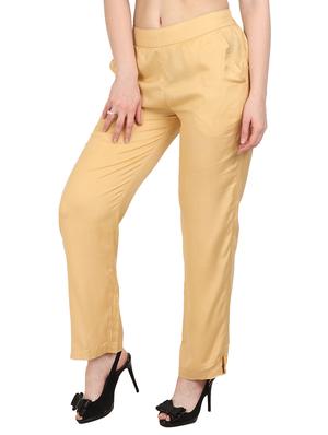 beige rayon straight palazzo - 14919034 - Standard Image - 2