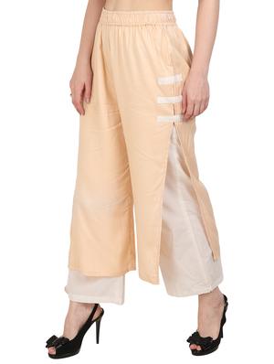 beige rayon straight palazzo - 14919041 - Standard Image - 2