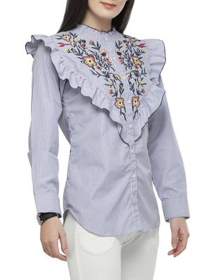 blue striped embroidered shirt - 14919728 - Standard Image - 2