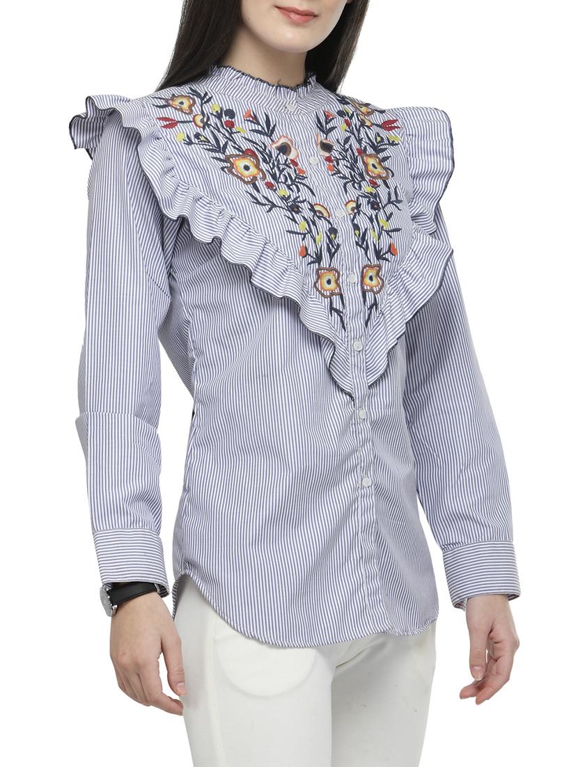 blue striped embroidered shirt - 14919728 - Zoom Image - 2