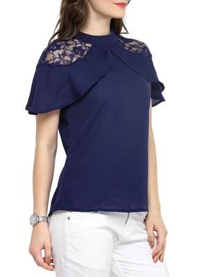 navy blue laced top - 14919779 - Standard Image - 2