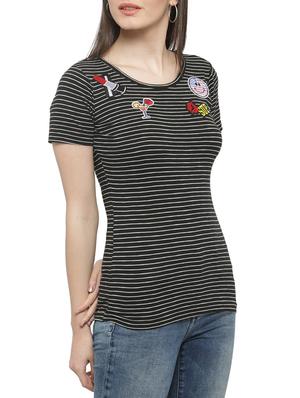 black striped cotton tee - 14919783 - Standard Image - 2