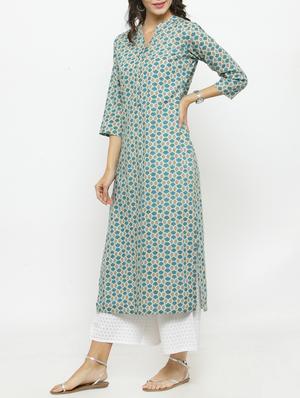 multi cotton kurta palazzo set - 14921221 - Standard Image - 2