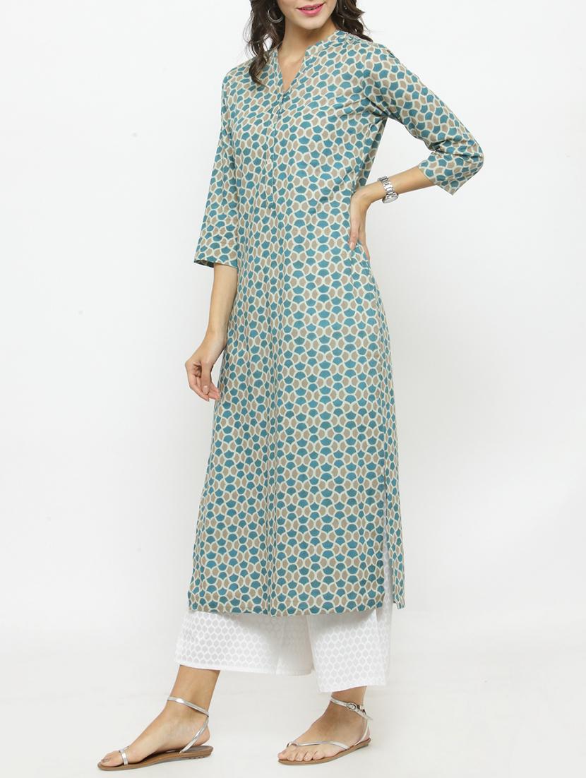 multi cotton kurta palazzo set - 14921221 - Zoom Image - 2