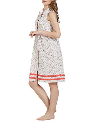 white cotton printed nighty - 14921573 - Standard Image - 2