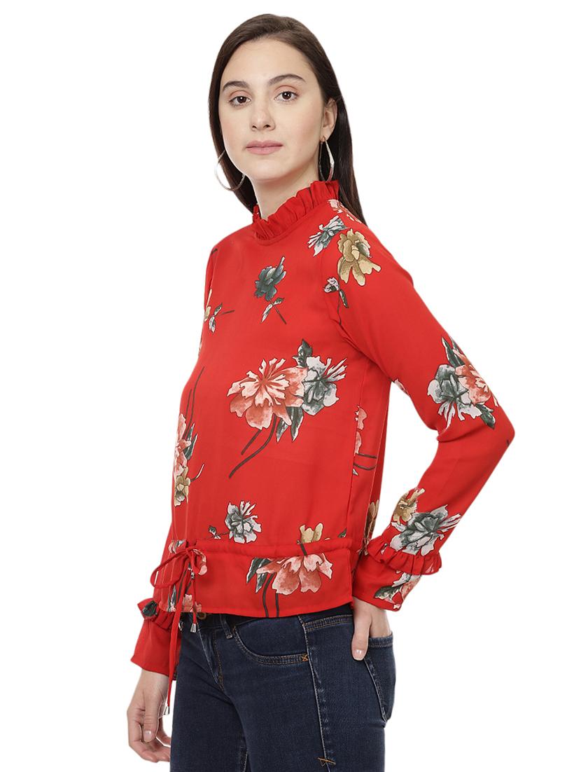 frilled neck drawstring waist top - 14923849 - Zoom Image - 2