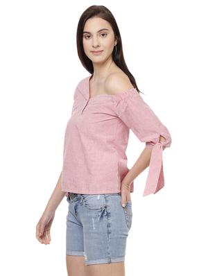 single shoulder striped top - 14923857 - Standard Image - 2