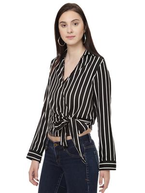 striped wrap polyester top - 14923865 - Standard Image - 2
