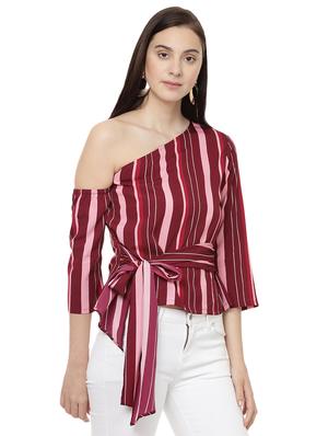 single shoulder front knot top - 14923881 - Standard Image - 2