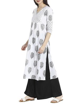 white cotton straight kurta - 14923964 - Standard Image - 2