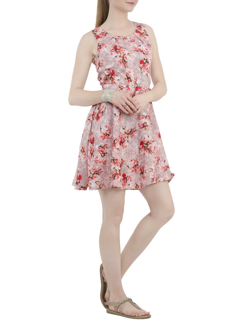 Floral self tie belted flare dress - 14924063 - Zoom Image - 2