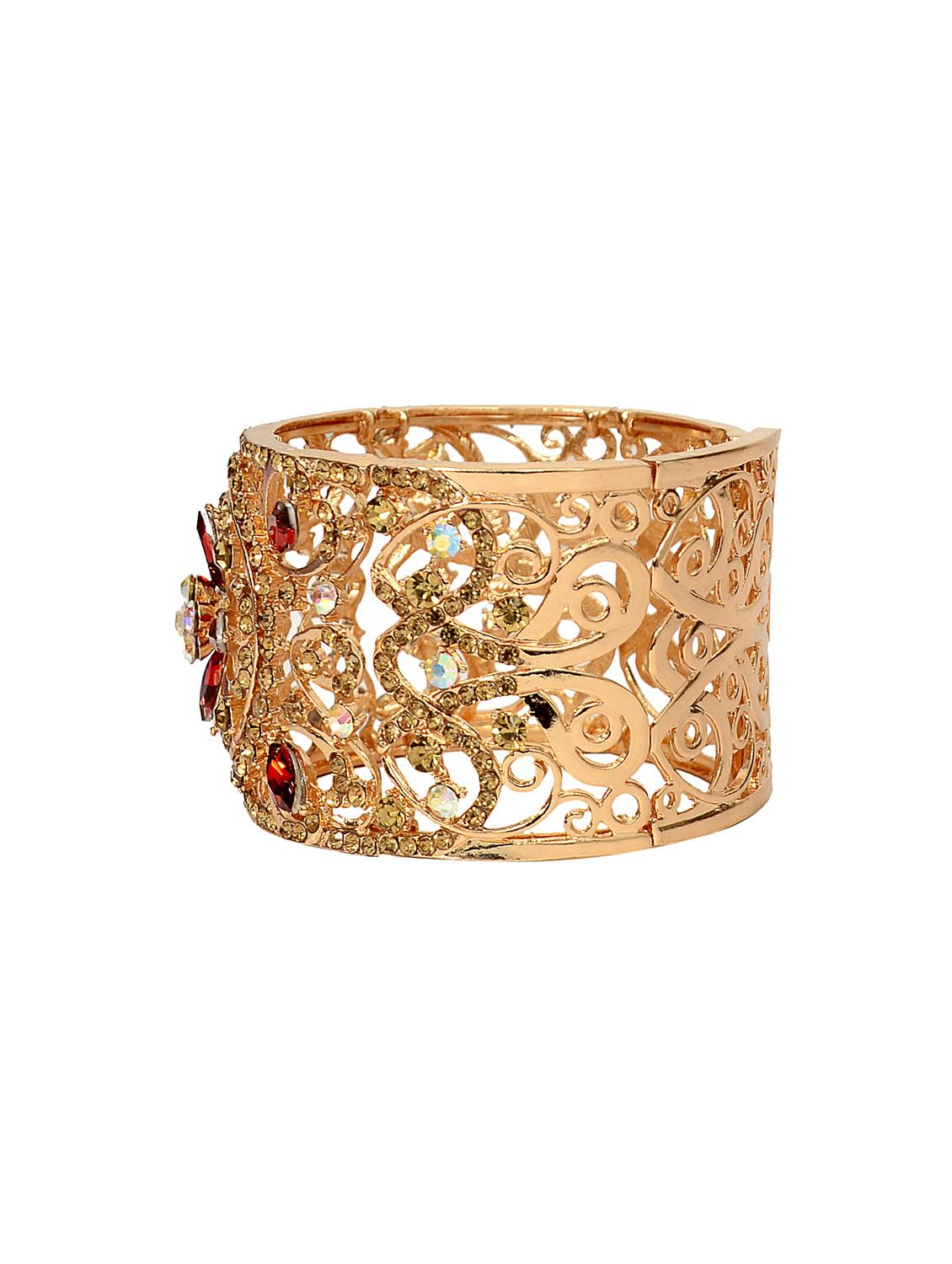 Red Gold Tone Stone Bangle Bracelet - 14924170 - Zoom Image - 2