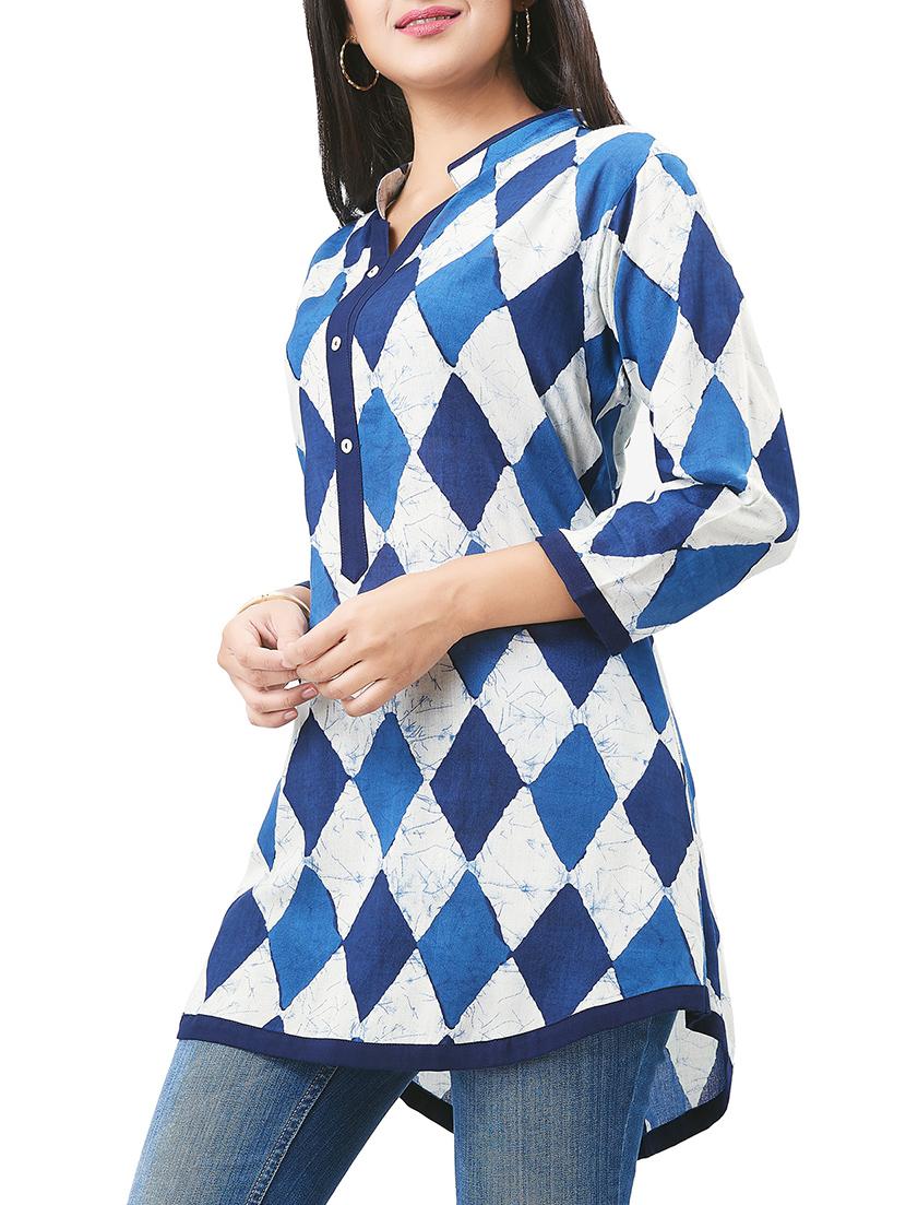 blue rayon aline kurti - 14924305 - Zoom Image - 2