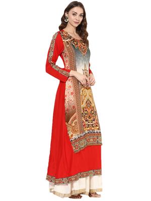 red rayon layered kurta - 14924526 - Standard Image - 2