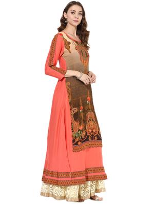 peach rayon layered kurta - 14924529 - Standard Image - 2