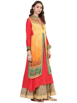 pink rayon layered kurta - 14924530 - Standard Image - 2