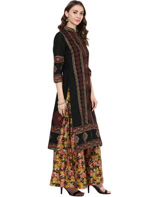 black cotton straight kurta - 14924543 - Standard Image - 2