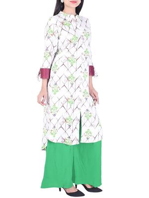 Adesa green rayon straight kurta - 14924634 - Standard Image - 2