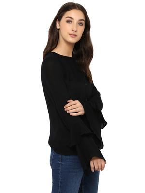 miway black rayon ruggle sleeves shirt - 14924814 - Standard Image - 2