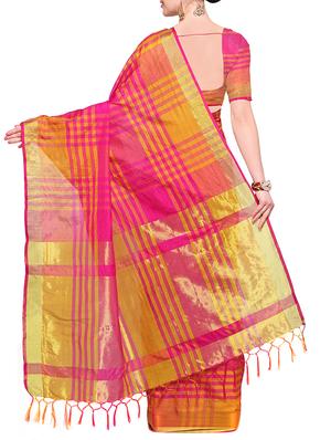 pink cotton silk maheshwari saree with blouse - 14925666 - Standard Image - 2