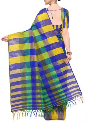 blue colored maheshwari saree with blouse - 14925668 - Standard Image - 2