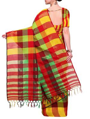 red colored maheshwari saree with blouse - 14925671 - Standard Image - 2