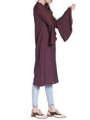 Purple crepe solid kurta - 14925985 - Standard Image - 2
